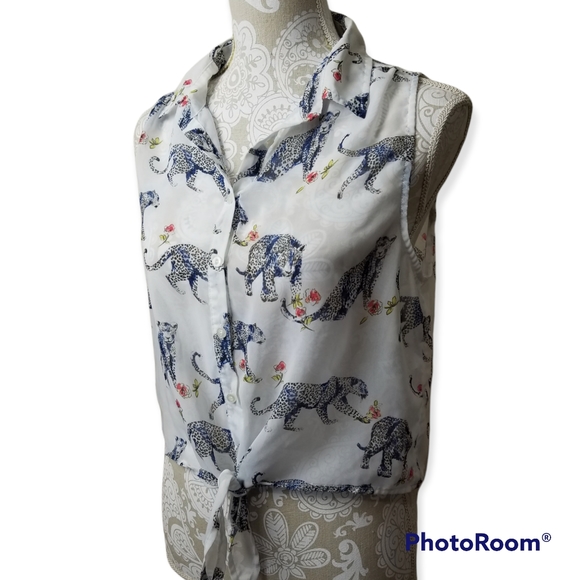 Pretty Little Liars by Aeropostle front tie sheer blouse size large - Picture 6 of 7